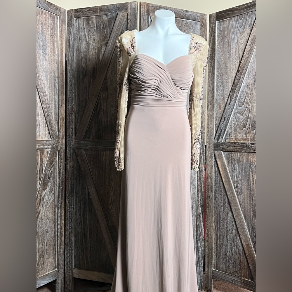 Terani Couture Formal Dress Taupe Size 6